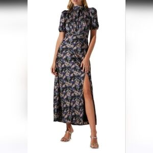 Astr The Label Tie Back Mock Neck Women's Maxi Dress Size XL Romantic